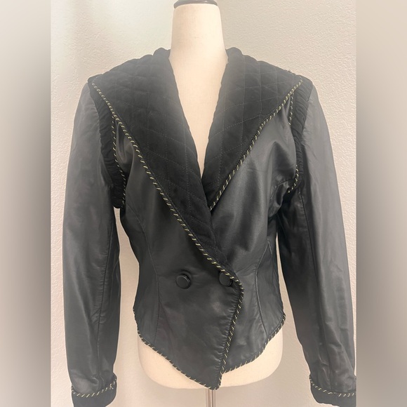 A Norma Di Legge Black Leather Moto Blazer Jacket - Picture 3 of 12